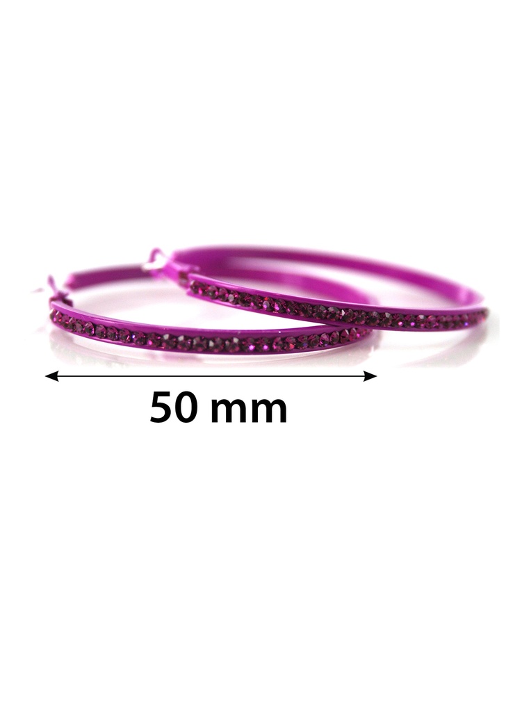 Stone Hoop Earring COLOR 5.0 #3541 Fuchsia 5.0 -pair