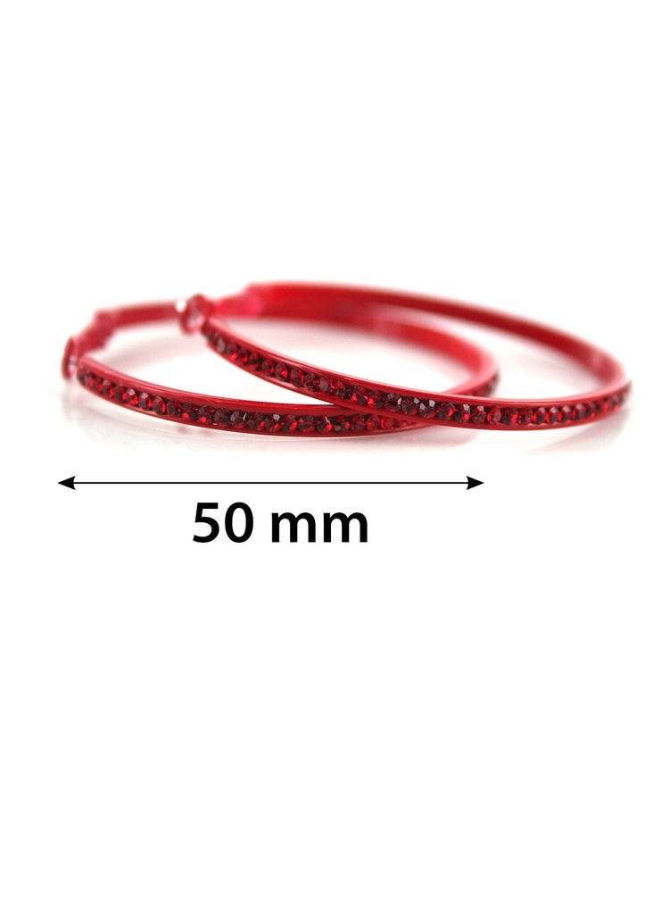 Stone Hoop Earring COLOR 5.0 #3545 RED 5.0 -pair