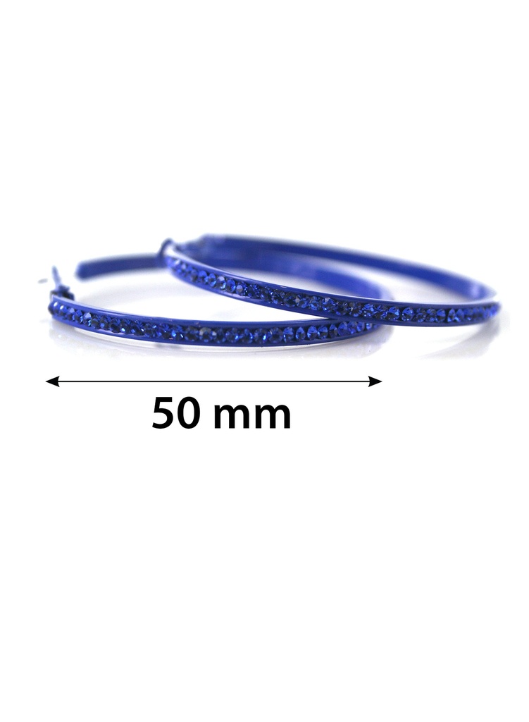 Stone Hoop Earring COLOR 5.0 #4023 Blue(RoyalBlue) 5.0 -pair