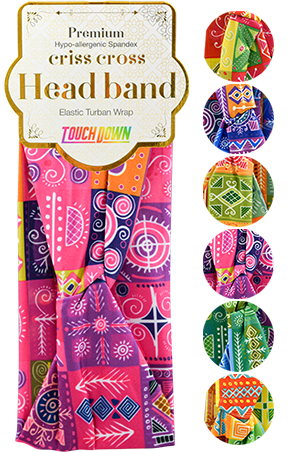 TD Criss Cross Head Elastic Turban Wrap-African Art#THB012-dz