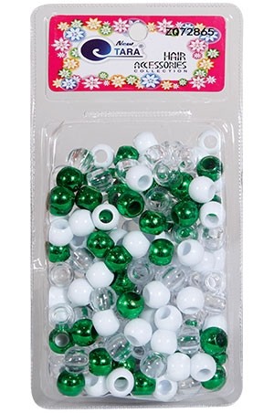 Tara Bead (L) #72865 L.Green/White/Clear [Large Pack] -pc