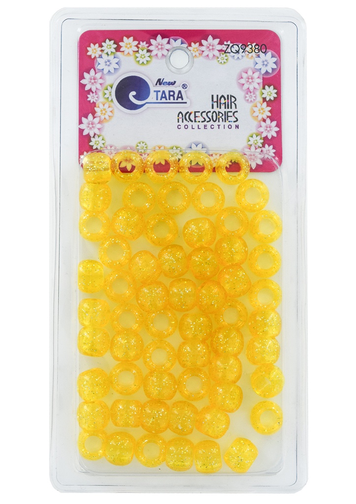 Tara Bead (M) #9380 Glitter Clear Yellow -pc