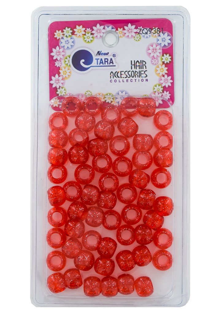 Tara Bead(L) #9381 Glitter Clear Red -pc