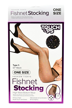 Touch DownTouchUps FishnetStockings-RainbowOneSize Black 6pk