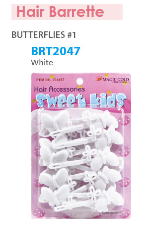 Barrette [Butterflies White] #BRT2047 -pc