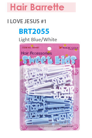 Barrette [I Love Jesus Light Blue/White] #BRT2055 -pc