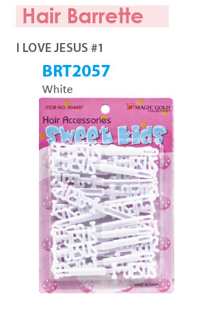 Barrette [I Love Jesus White] #BRT2057 -pc