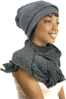Winter Hat & Knitted Muffler #1406 - pc