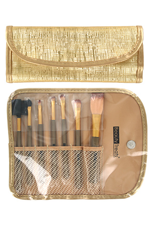 Beauty Treats 7pc Brush Set in Pouch_Metal Gold [BTS146]#68