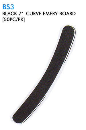 Black 7"  Curve Emery Board [50pc/pk] BS3 -pk