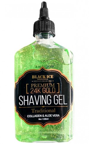 Black Ice 24k Gold Shaving Gel-Tradition#BBC009TRA(8oz)#9-pc