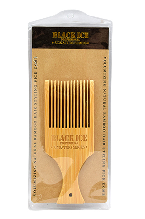 Black Ice Bamboo Pick Comb #BIC214 -pc