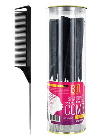 BTL Brading Metal Pin Tail Comb(Black)#BTLT01JBLA(24pc)-Jar