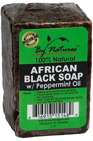 By Natures African Black Soap with Peppermint Oil (6.5oz) #32