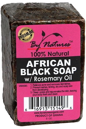 By Natures African Black Soap with Rosemary Oil (6.5oz) #33