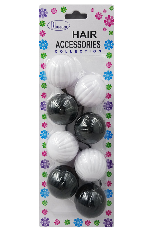 Blossom 36mm Hair Ball - White & Black #PPP08-02A - pk