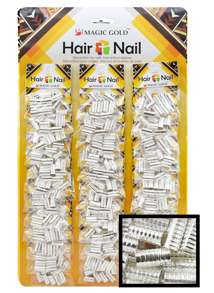Magic Gold Hair & Nail Ring Bead #CX7659 (36pk) Silver -pk