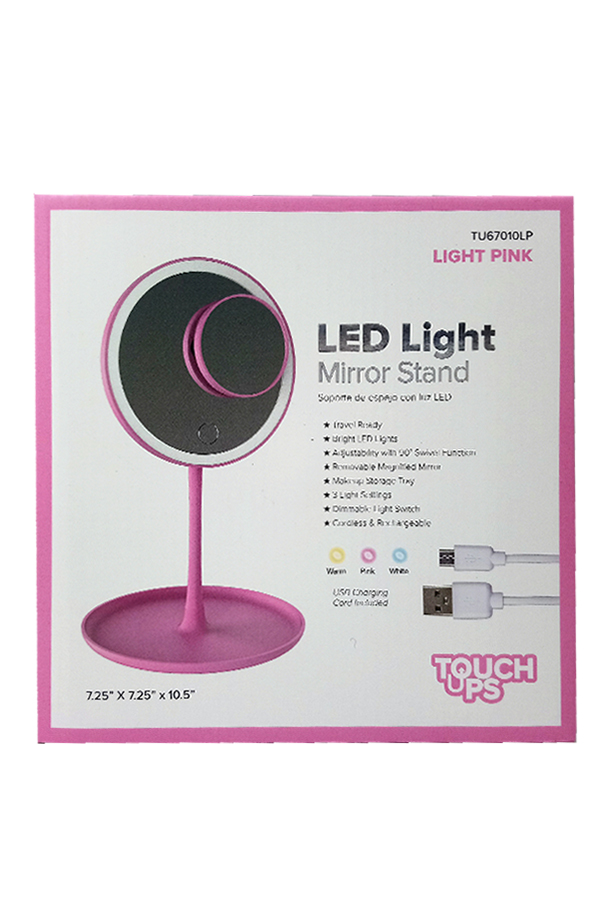 Touch Ups LED Light Mirror Stand-L.Pink #TU67010LP-pc