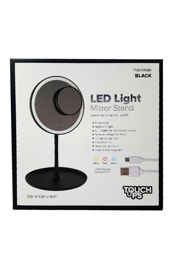 Touch Ups LED Light Mirror Stand-Black #TU67010BK-pc