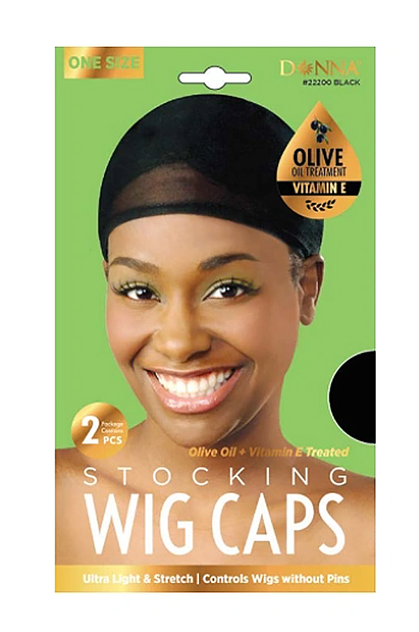 Donna Olive Oil+Vit E Stocking 2pcs Wig Caps #22200 Black-dz