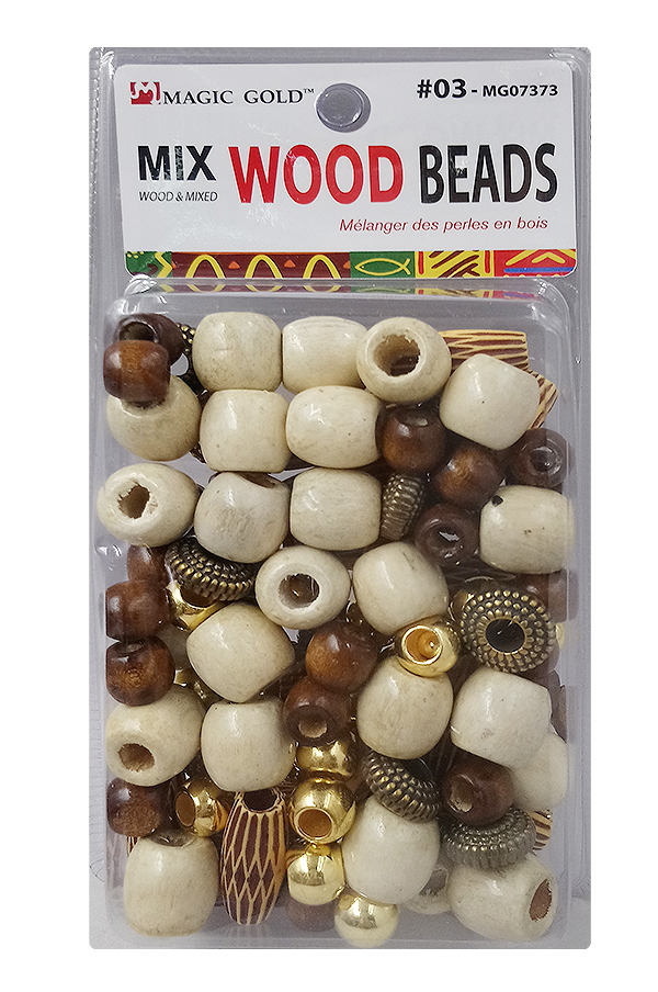 Magic Gold Mix Wood Beads #MG07373 - pc