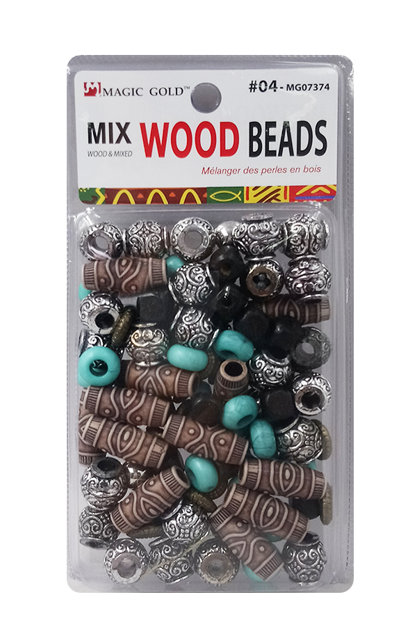 Magic Gold Mix Wood Beads #MG07374 - pc