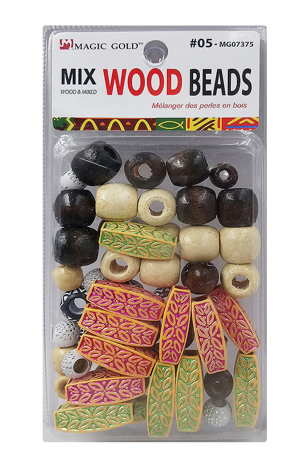 Magic Gold Mix Wood Beads #MG07375 - pc