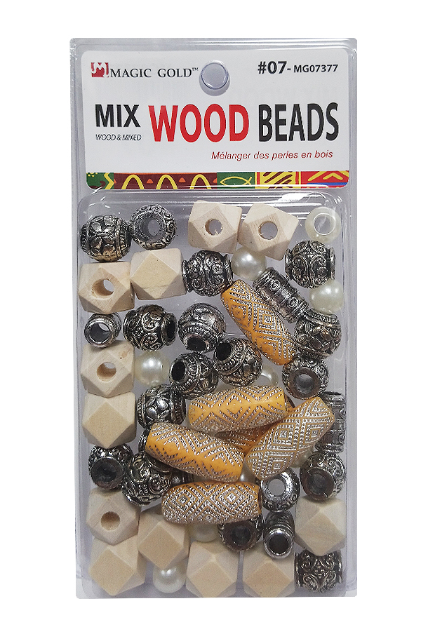 Magic Gold Mix Wood Beads #MG07377 - pc