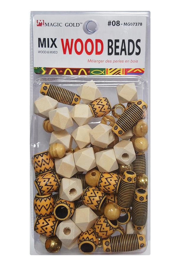 Magic Gold Mix Wood Beads #MG07378 - pc