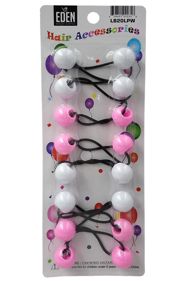 Eden 20mm Hair Ball -Pink&White #LB20LPW -pk