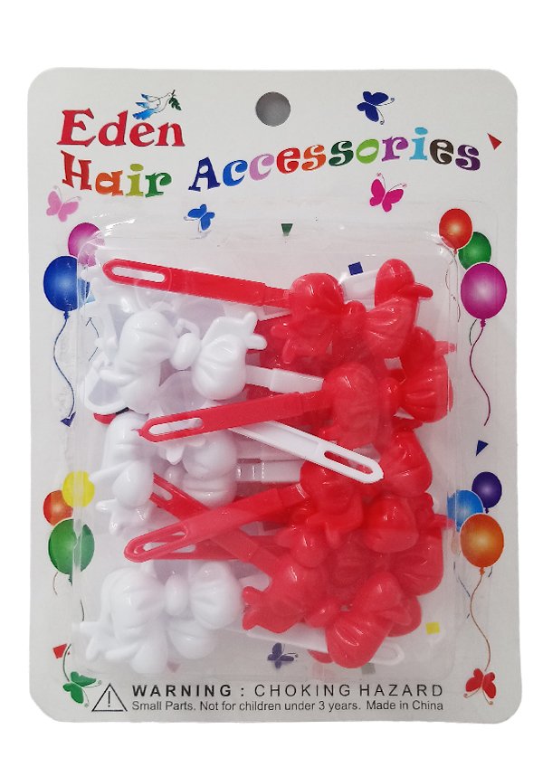 Eden Bow Tie Hair Barrette-Red&White #TB-RW - pk