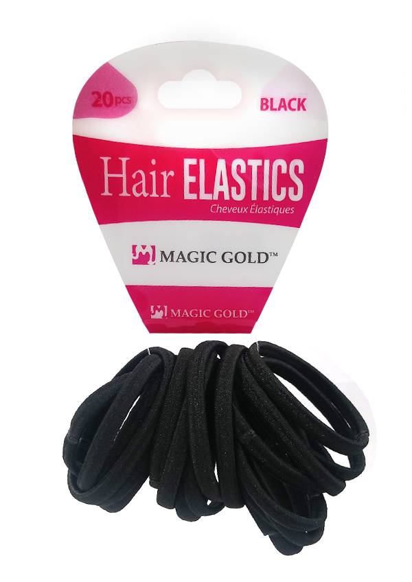 Magic Gold Hair Elastics Band - Black #97499 (20pc/pk) -dz