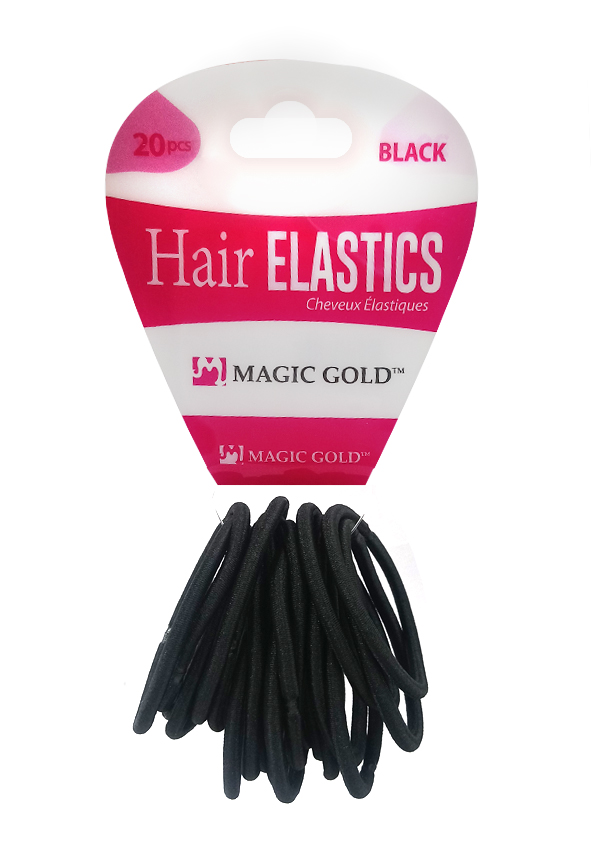 Magic Gold Hair Elastics Band -Black #97881 (20pc/pk) -dz