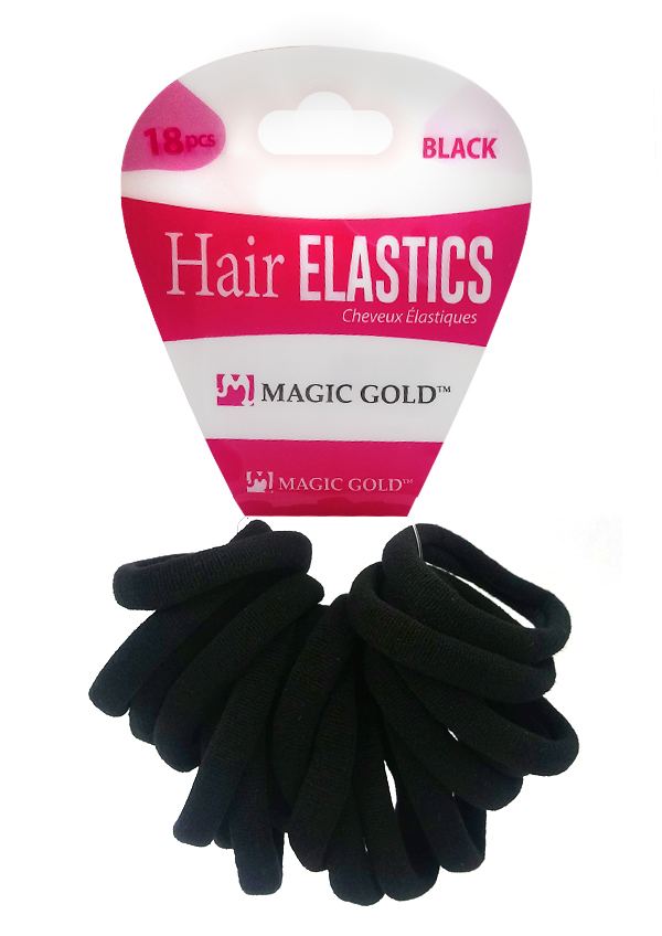 Magic Gold Hair Elastics Band -Black #07456 (18pc/pk) -dz