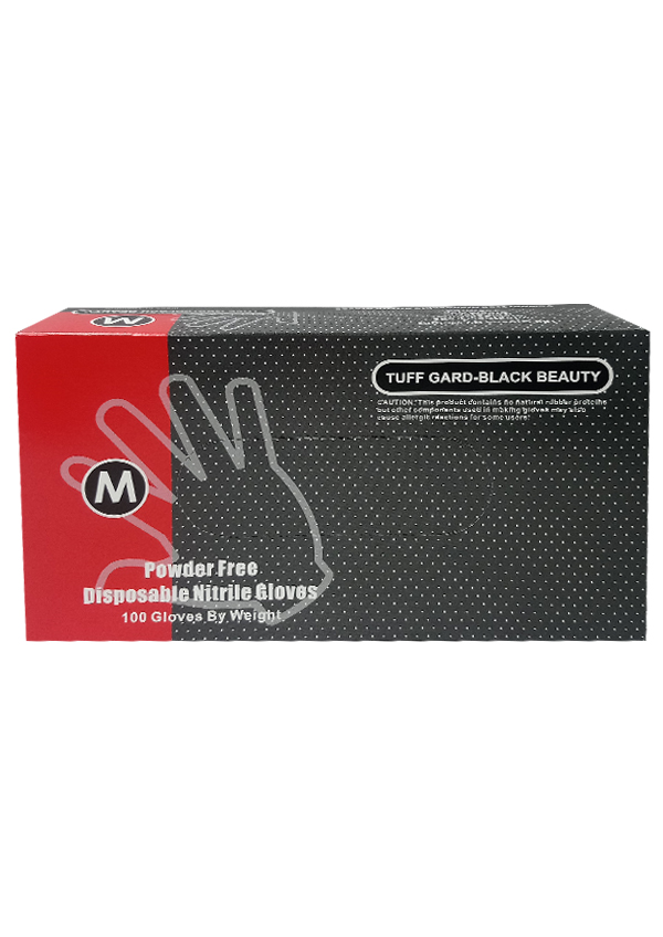 Tuff Gard-Black Beauty -Powder Free Disposable Gloves (M/100 pc) #43-20WN-BK-M -pk