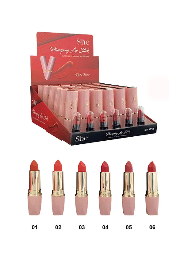 S.he Plumping Lip Stick (Red Tone) #LS520A - 36 pcs/Display