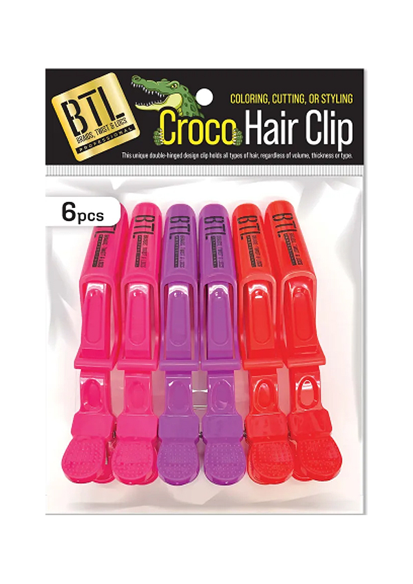 BTL Croco Hair Clip (6 pc/Pk) #BTLT07Ast - Pc-