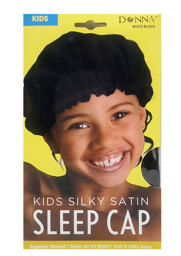 Donna Kids Silky Satin Sleep Cap #11213 Black - dz