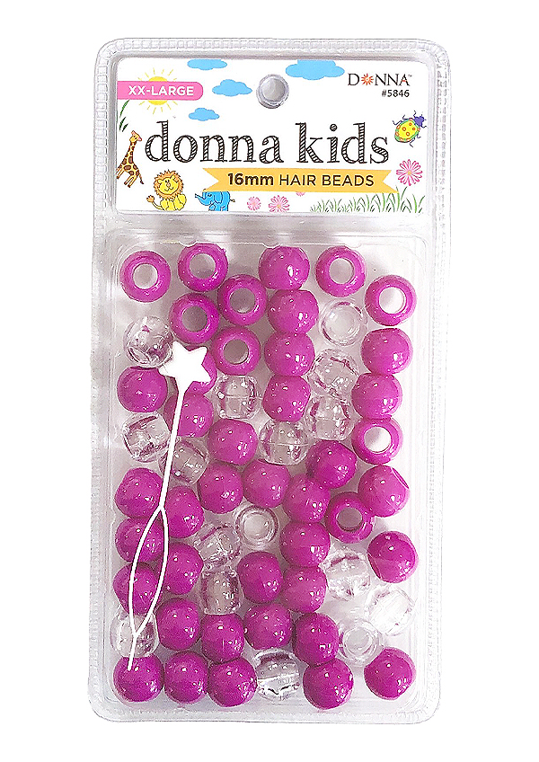 Donna Kids 16mm Hair Bead #5846 Purple/CL Mixed - pc
