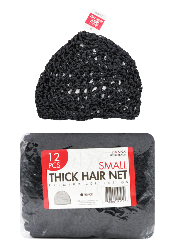 Donna thick Hair Net (Small) #19101 Black (12 pc/pk) -dz