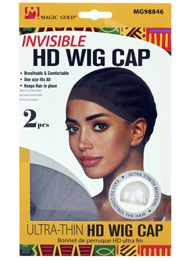 Magic Gold Invisible HD Wig Cap #MG98846 Black (2 pc/pk) -dz