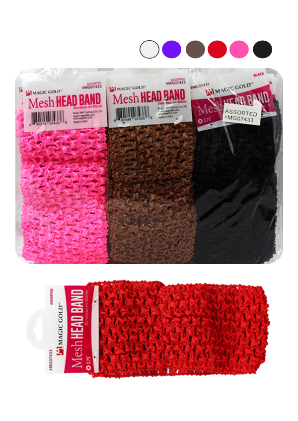 Magic Gold Mesh Head Band Assorted #MG07433 -dz