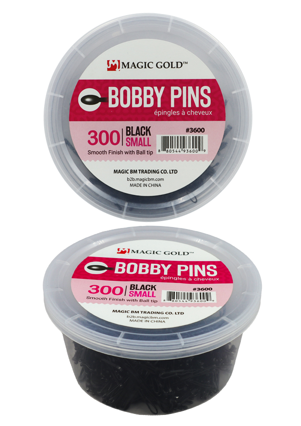 Magic Gold 300 bobby Pins -Black #3600 (Small) -Jar