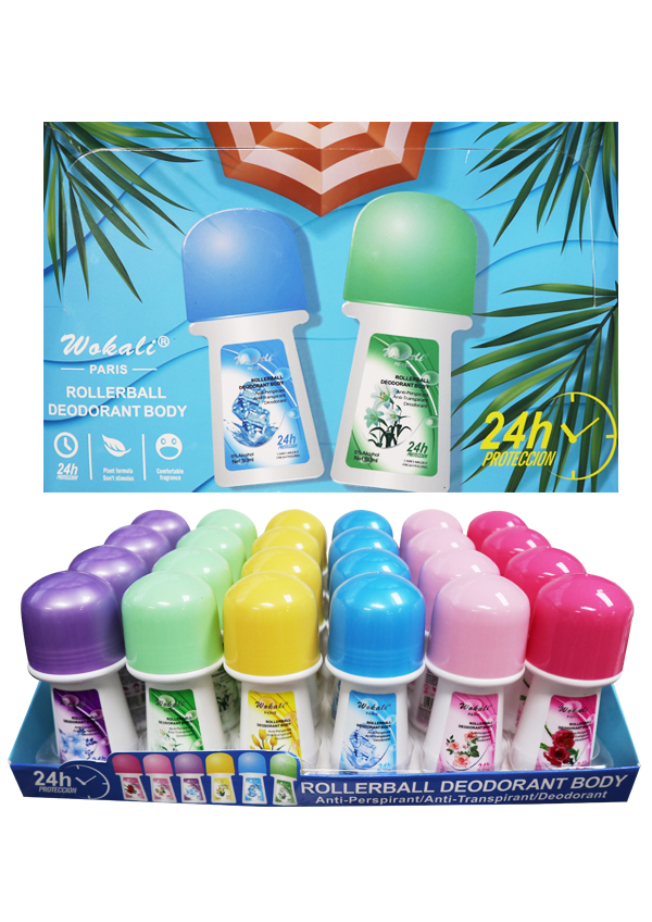 WOKALI Rollerball Deodorant Body 24 pcs (50 ml/6 kinds x 4 ea) -Display