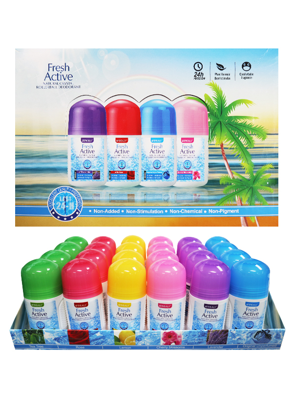 WOKALI Fresh Active Rollerball Deodorant 24 pcs (80 ml/6 kinds x 4 ea) -Display