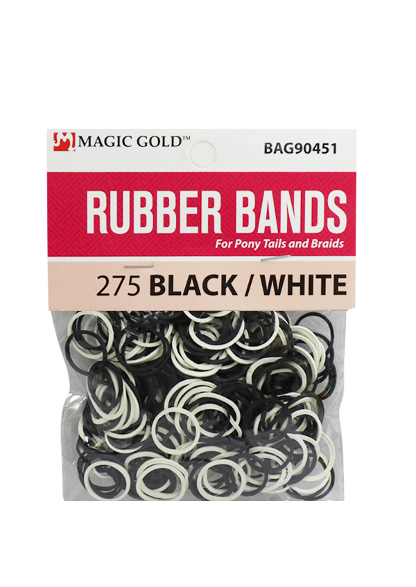 Magic Gold Rubber Bands 275 -Black/White #BAG90451(#RUB0451) -dz