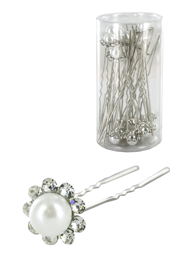 Stone Hair Pin (20/jar) #7663 Silver- jar