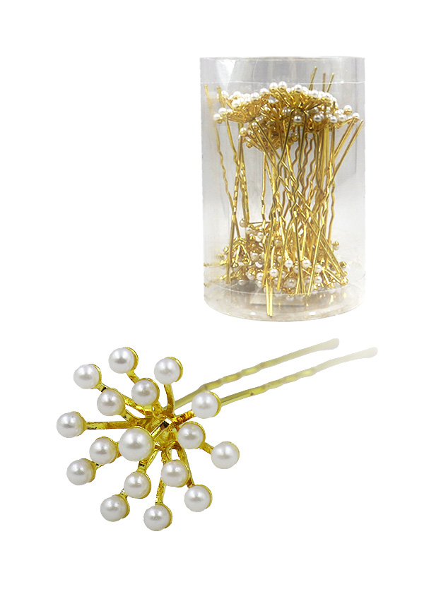 Stone Hair Pin (20/jar) #7664 Gold -Jar
