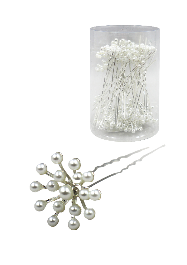 Stone Hair Pin (20/jar) #7665 Silver -Jar