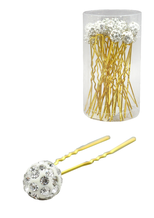 Stone Hair Pin (20/jar) #7666 Gold -jar